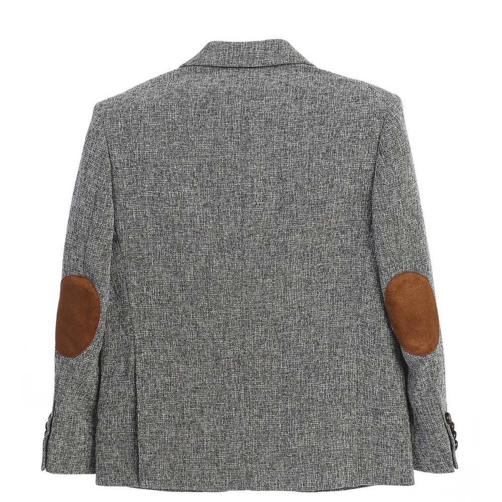 Boys grey Tweed Blazer, suit jacket, w Brown Elbow Patches size 12 Gioberti